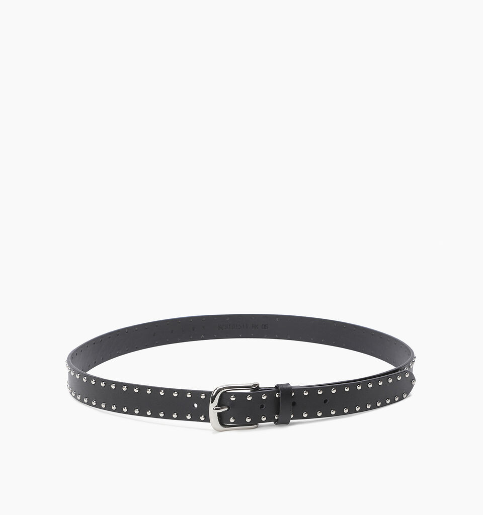 Black leather belt with studs - null - Schwarz | Sisley K image number 1